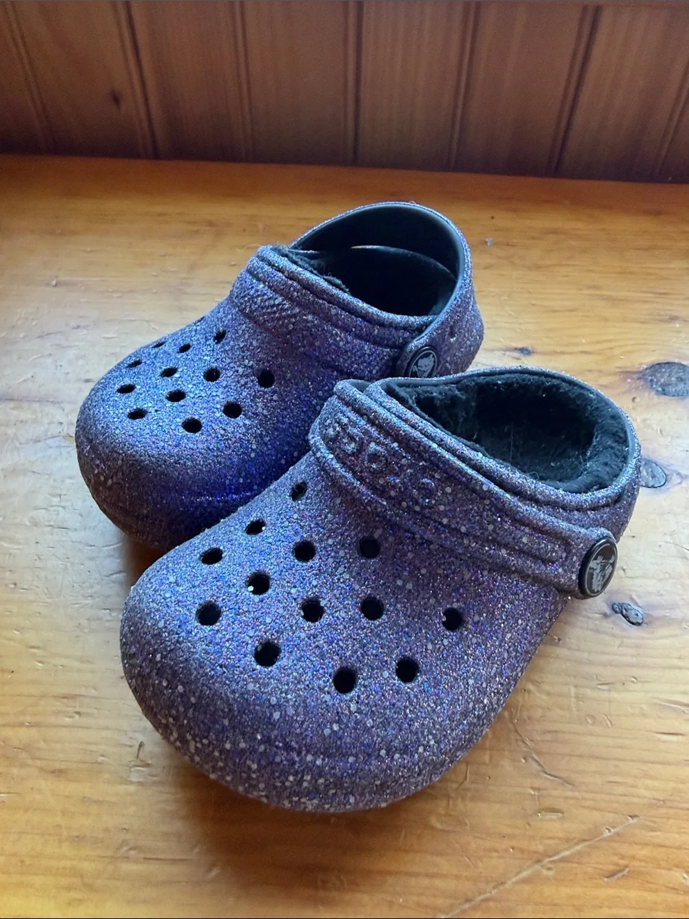 Kids Glitter Clog Shoes - Purple glow in the dark